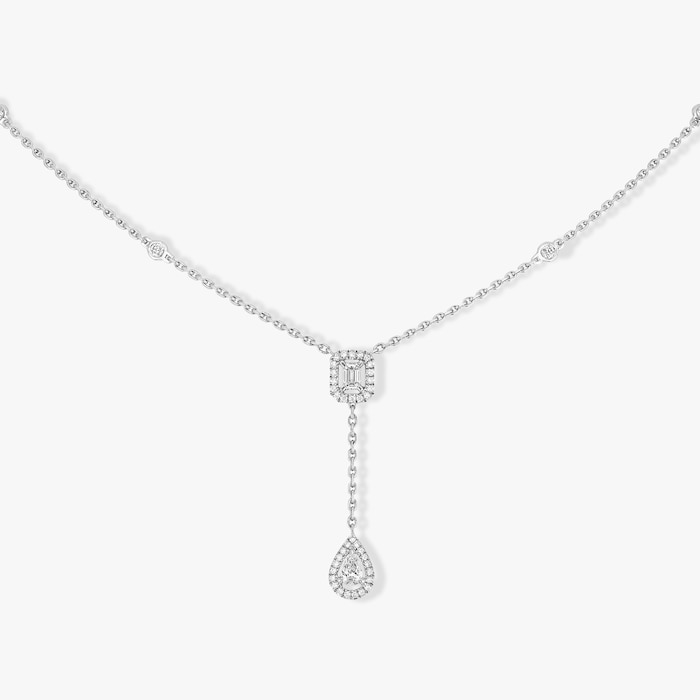 Messika 18k White Gold 0.35cttw Diamond My Twin Tie Necklace 45cm