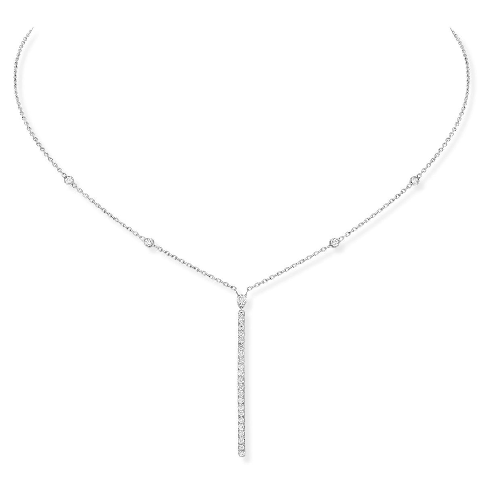 Messika Gatsby Vertical Bar Diamond Necklace 5448 WG | Mayors