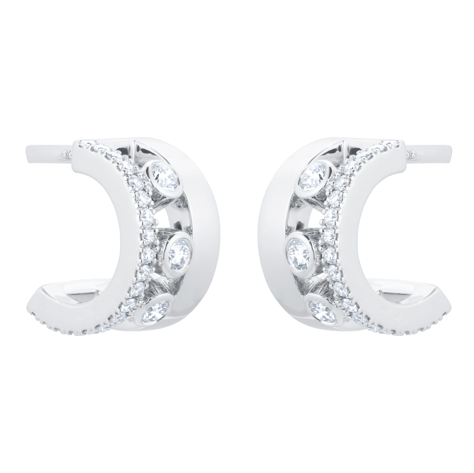 18ct White Gold 0.29cttw Diamond Move Romane Mini Hoop Earrings