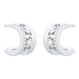 37710405 - 18ct White Gold 0.29cttw Diamond Move Romane Mini Hoop Earrings