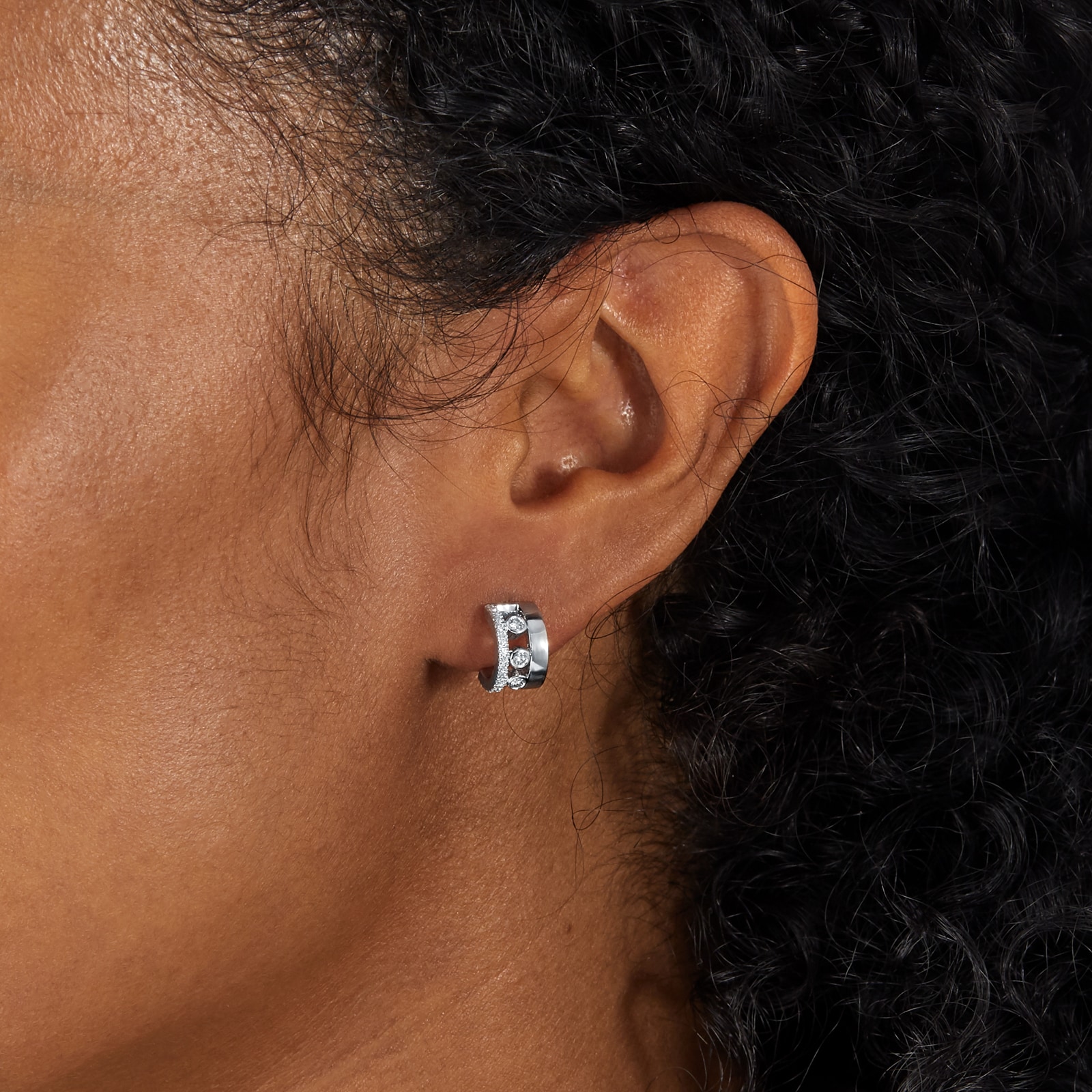 Messika 18ct White Gold 0.29cttw Diamond Move Romane Mini Hoop Earrings Messika 18ct White Gold 0.29cttw Diamond Move Romane Mini Hoop Earrings