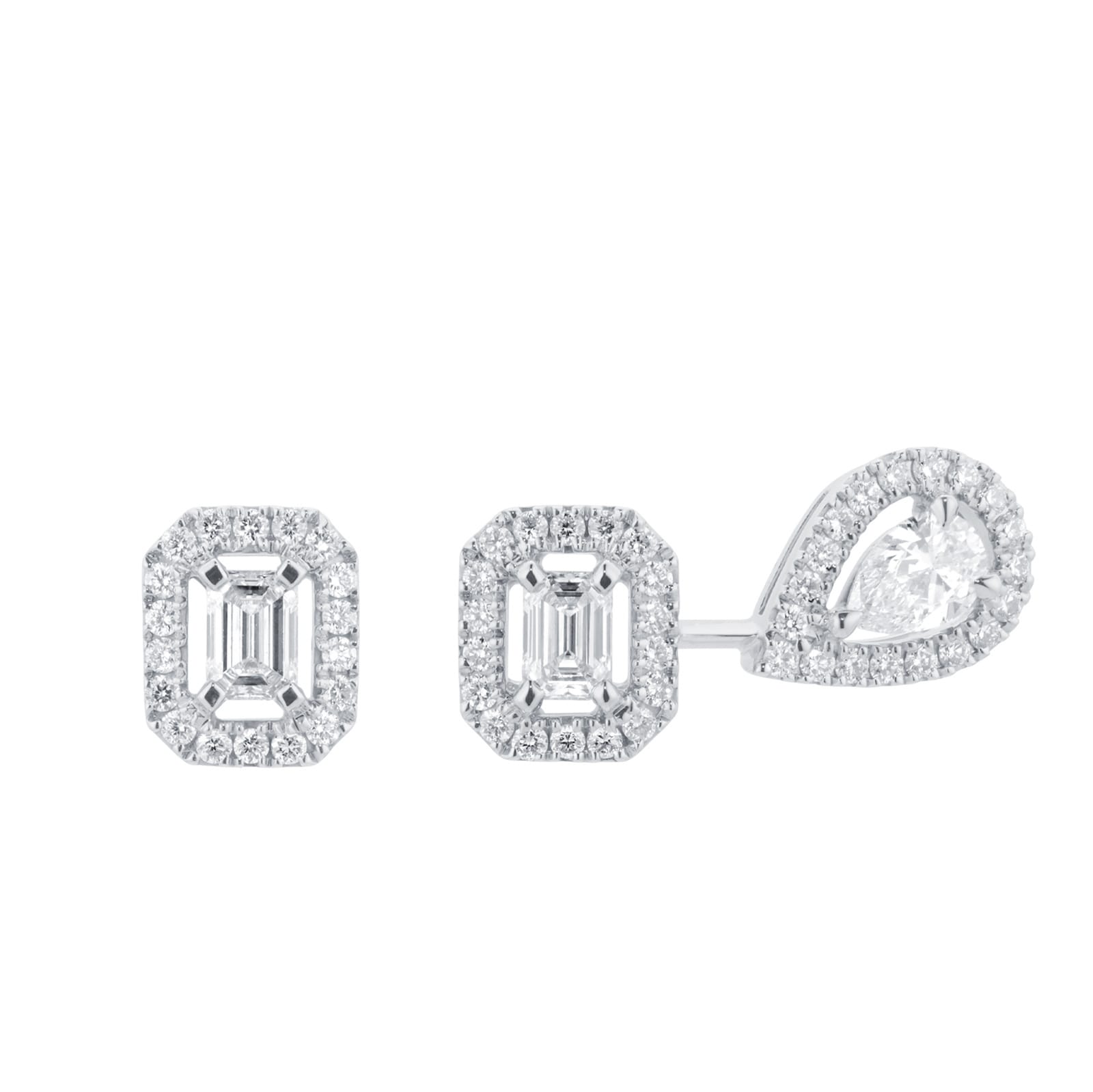 18ct White Gold My Twin 0.44cttw Diamond Asymmetric Earrings