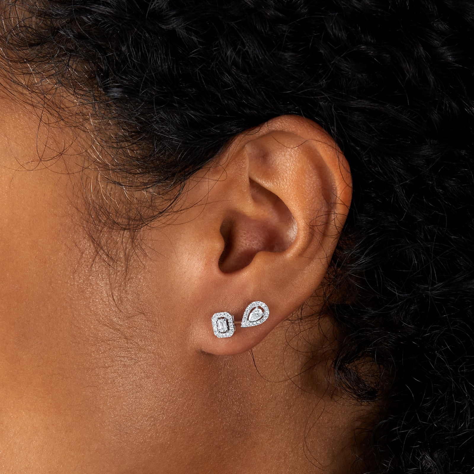 Messika 18ct White Gold My Twin 0.44cttw Diamond Asymmetric Earrings Messika 18ct White Gold My Twin 0.44cttw Diamond Asymmetric Earrings