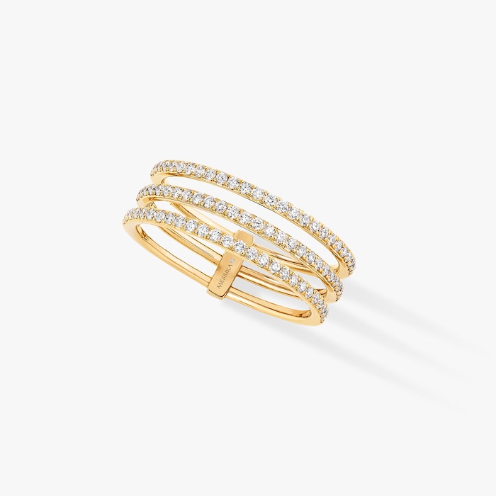 Messika 18ct Yellow Gold Gatsby 0.41cttw Diamond Three Row Ring