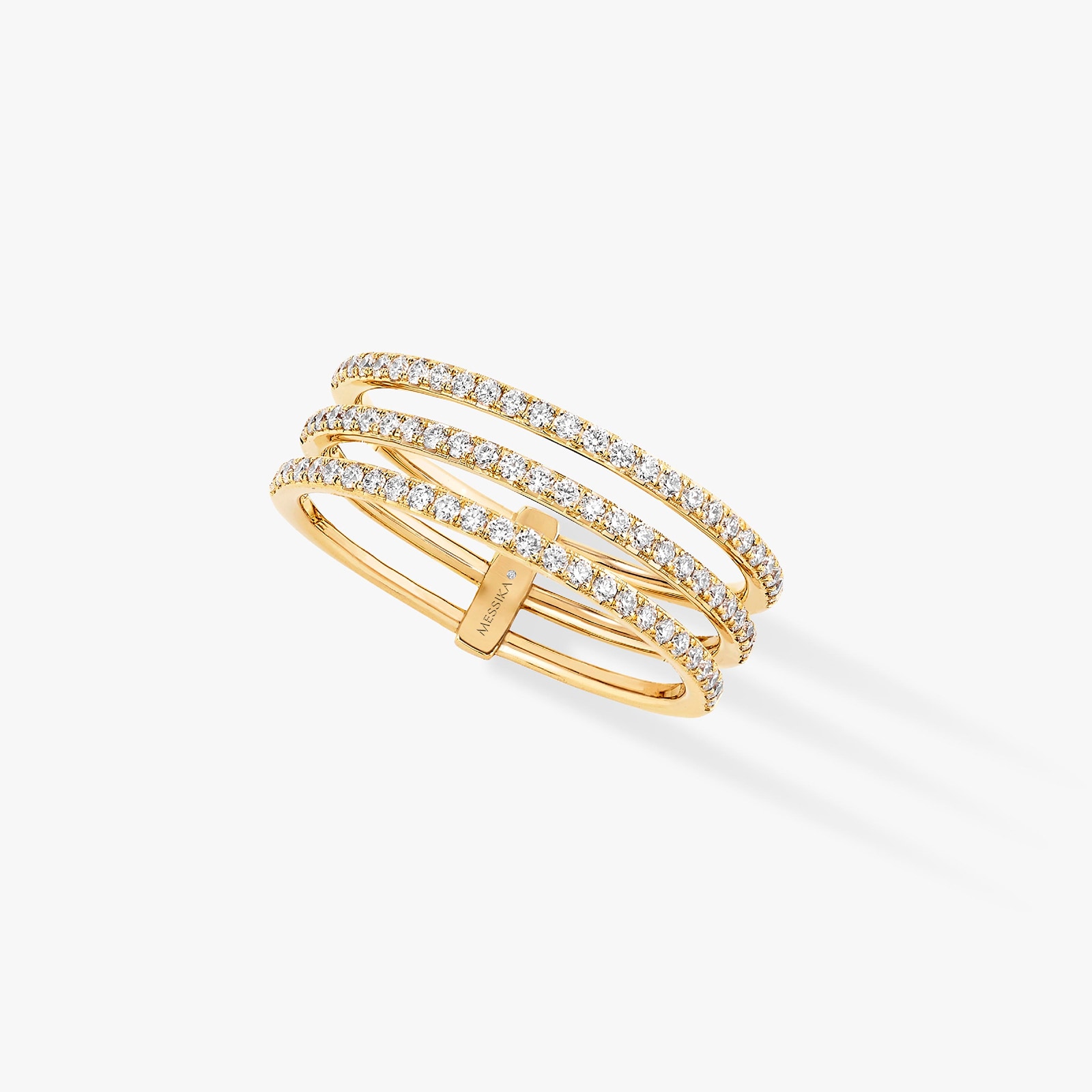 Messika 18ct Yellow Gold Gatsby 0.41cttw Diamond Three Row Ring