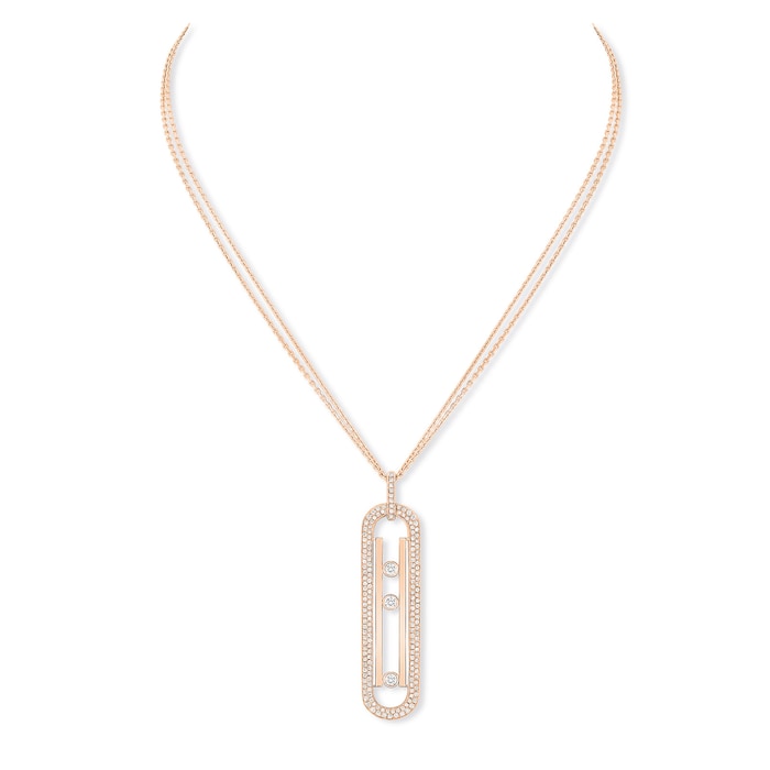 Messika 18k Rose Gold 1.20cttw Diamond Move Anniversary Sautori Necklace 80cm