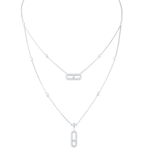 Messika 18ct White Gold Move Uno 0.60cttw Diamond Two Row Pave Necklace