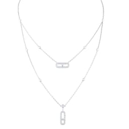 37710516 - 18ct White Gold Move Uno 0.60cttw Diamond Two Row Pave Necklace