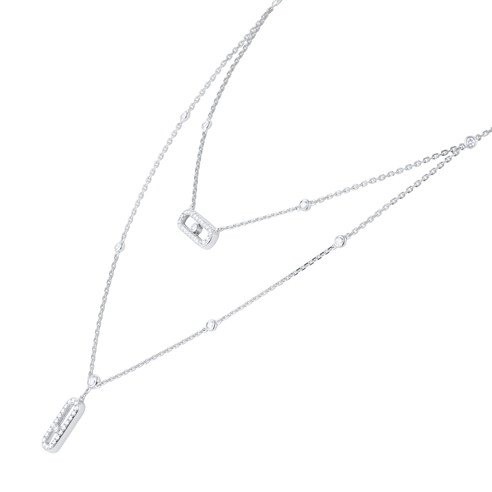 Messika 18ct White Gold Move Uno 0.60cttw Diamond Two Row Pave Necklace Messika 18ct White Gold Move Uno 0.60cttw Diamond Two Row Pave Necklace