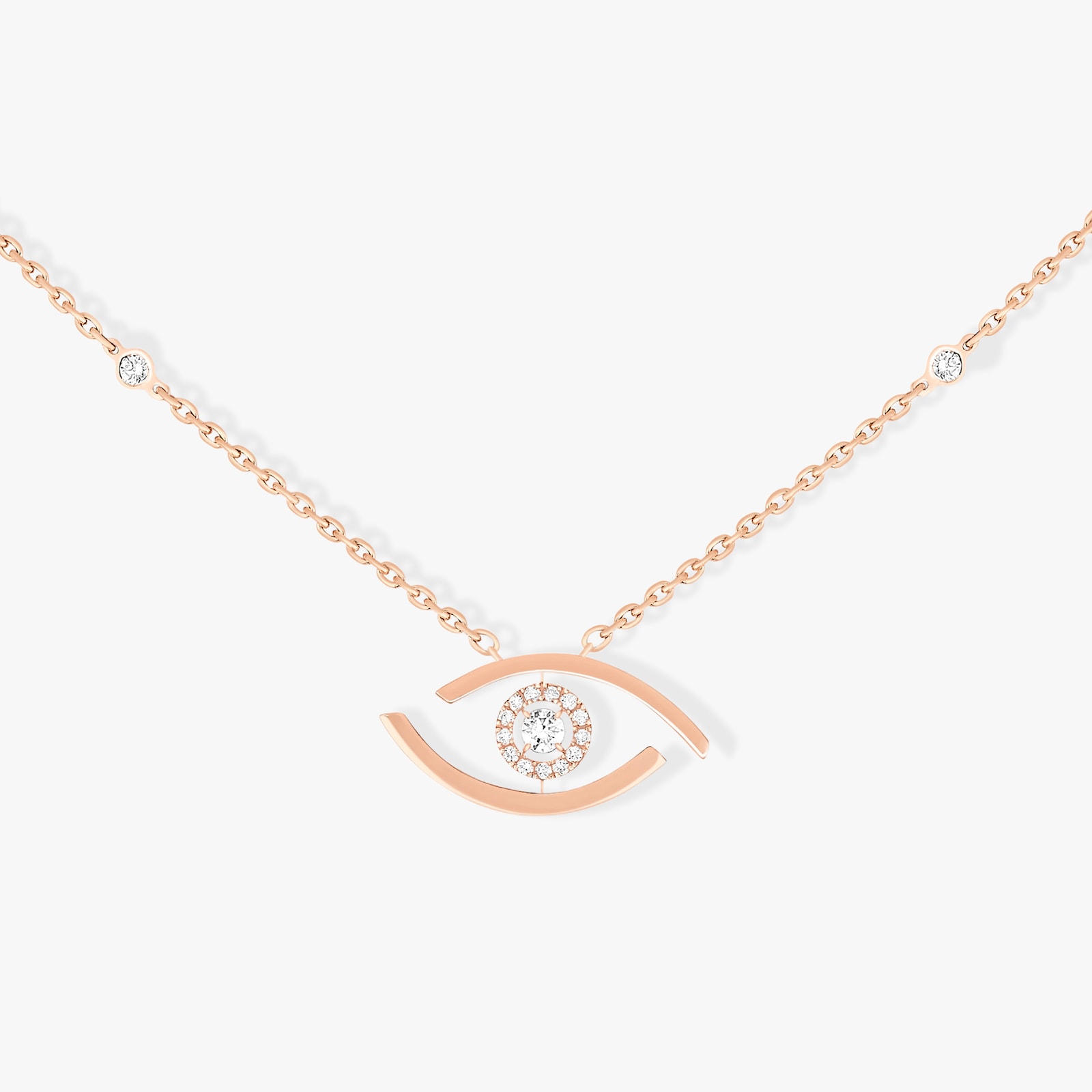 Messika 18k Rose Gold 0.16cttw Diamond Lucky Eye Necklace
