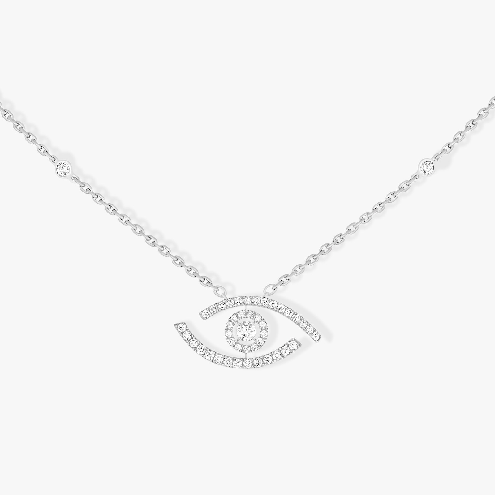 Messika 18k White Gold 0.29cttw Diamond Lucky Eye Pave Necklace