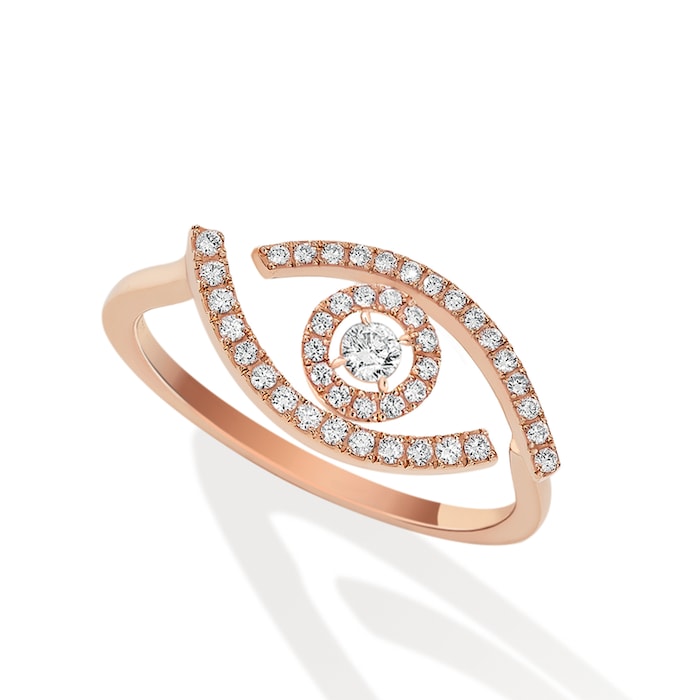 Messika 18k Rose Gold 0.22cttw Diamond Lucky Eye Pave Ring Size 6.75