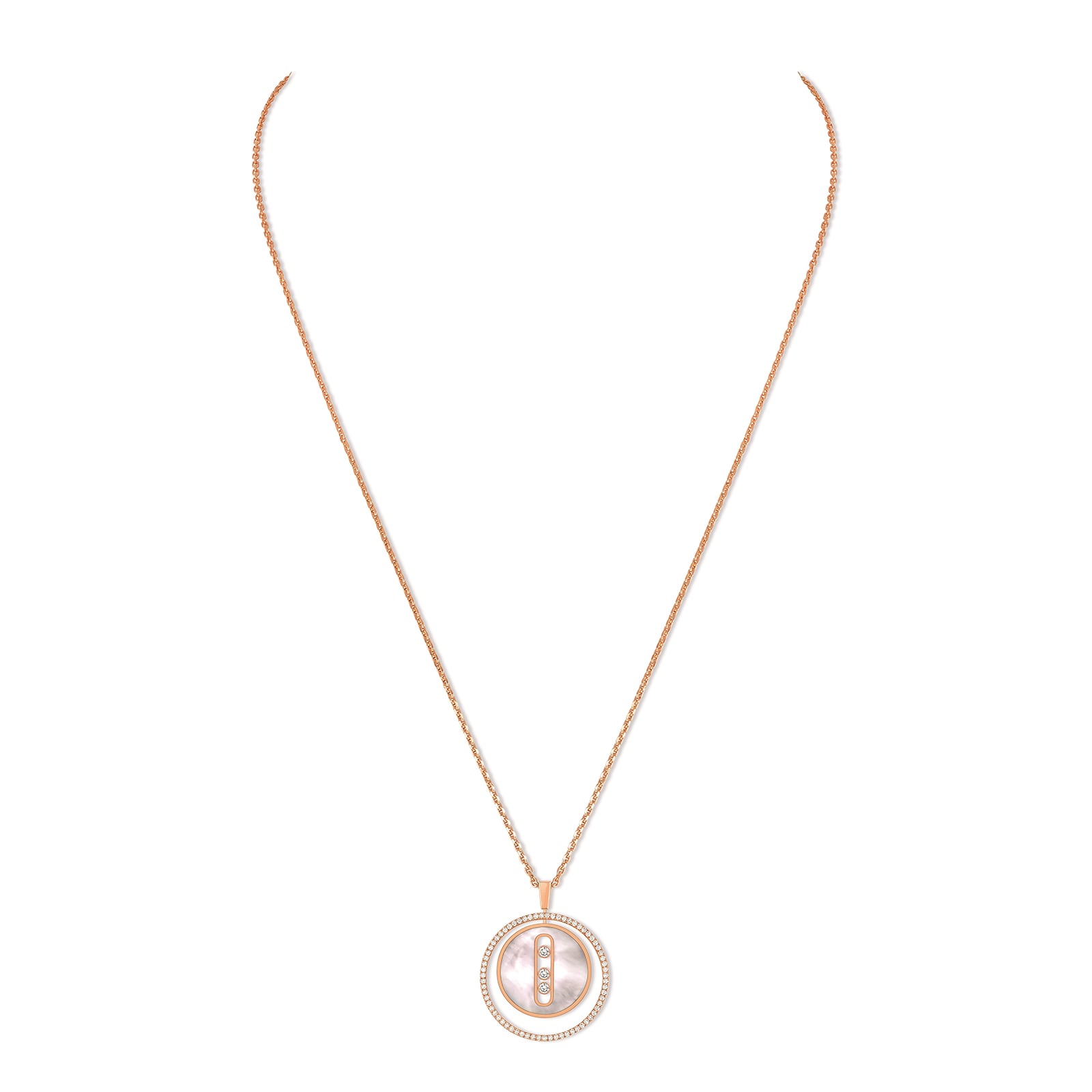 Messika 18k Rose Gold White Mother of Pearl Lucky Move Necklace 69cm Messika 18k Rose Gold White Mother of Pearl Lucky Move Necklace 69cm