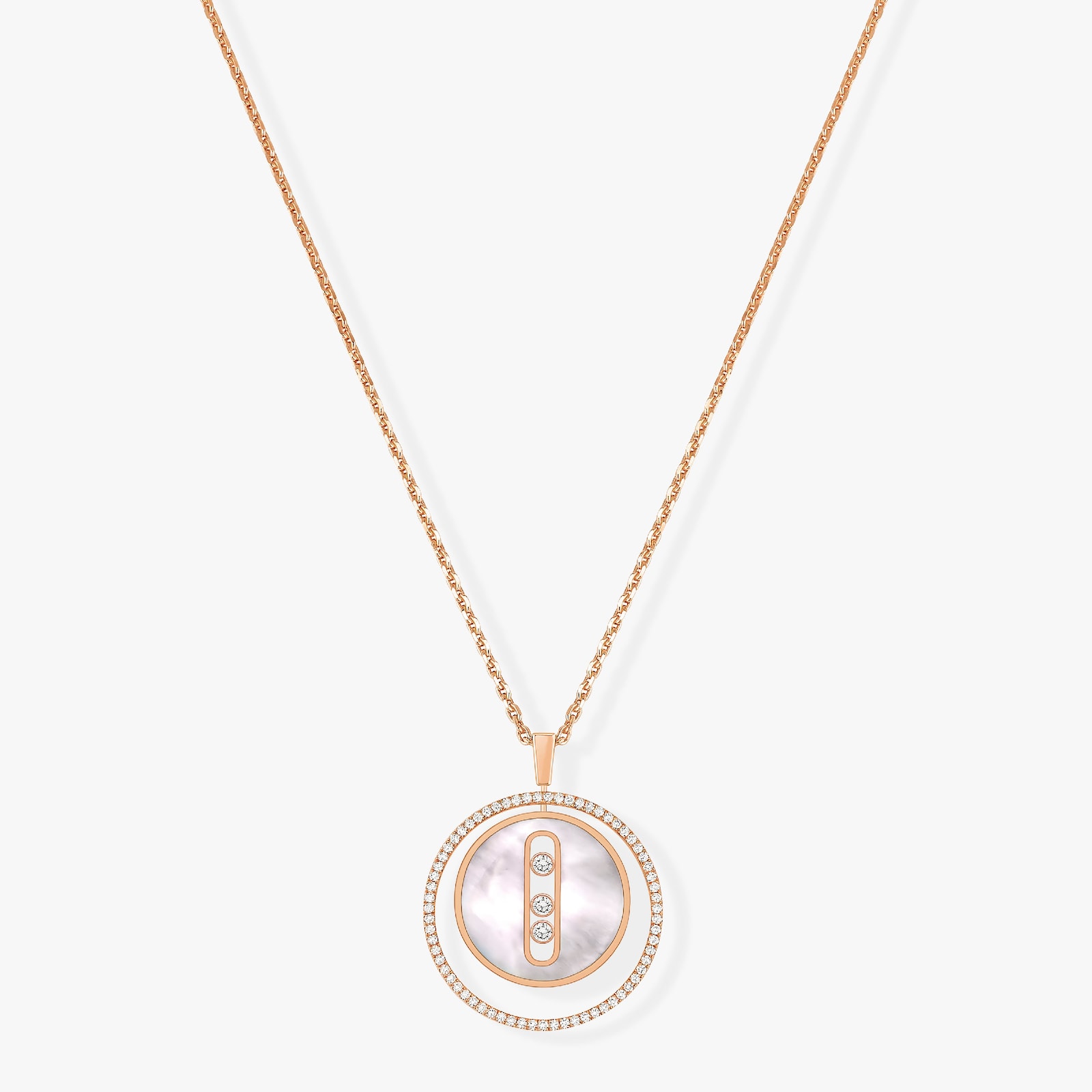 Messika 18k Rose Gold White Mother of Pearl Lucky Move Necklace 69cm