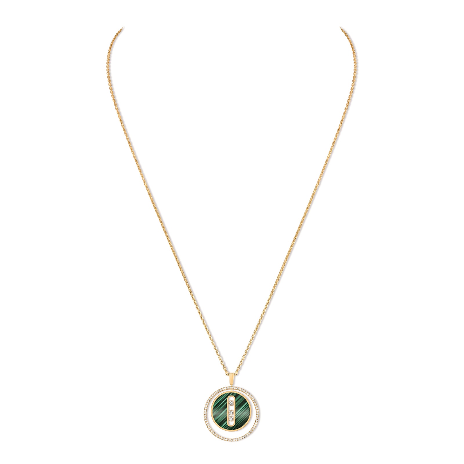 Messika 18k Yellow Gold Malachite Lucky Move Necklace 69cm