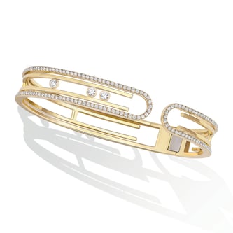 Messika 18k Yellow Gold 0.94cttw Diamond Move 10th Anniversary Bangle Size Medium