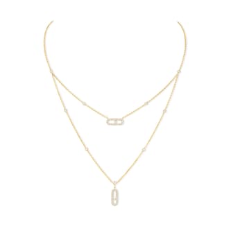 Messika 18k Yellow Gold 0.60cttw Pave Diamond Move Uno 2 Row Necklace