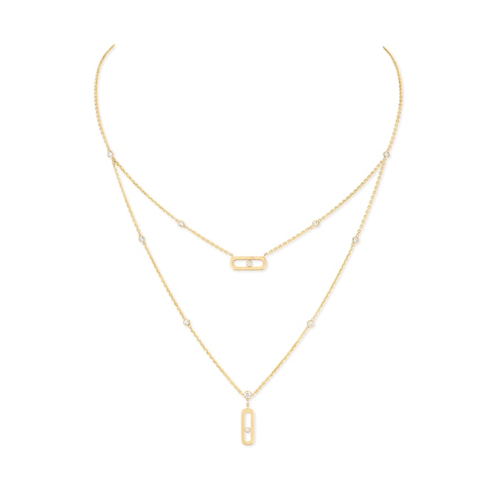 Messika 18k Yellow Gold 0.30cttw Diamond Move Uno 2 Row Necklace