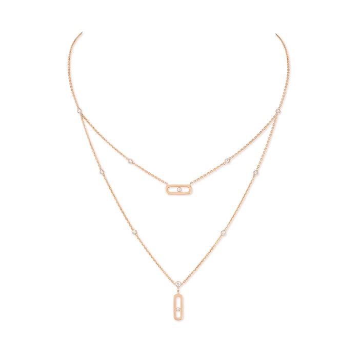 Messika 18k Rose Gold 0.30cttw Diamond Move Uno 2 Row Necklace
