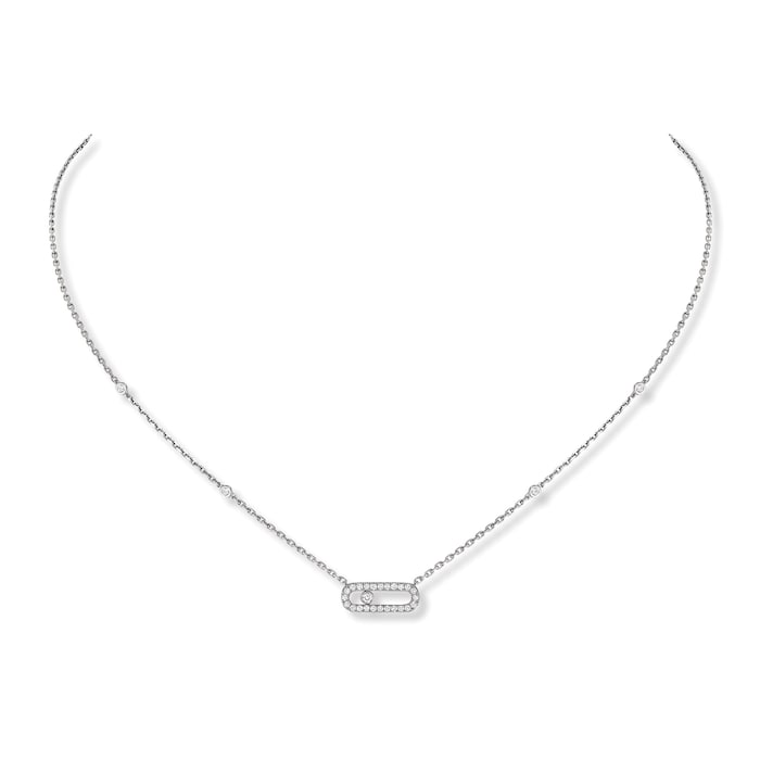 Messika 18k White Gold 0.22cttw Diamond Move Uno Necklace 45cm