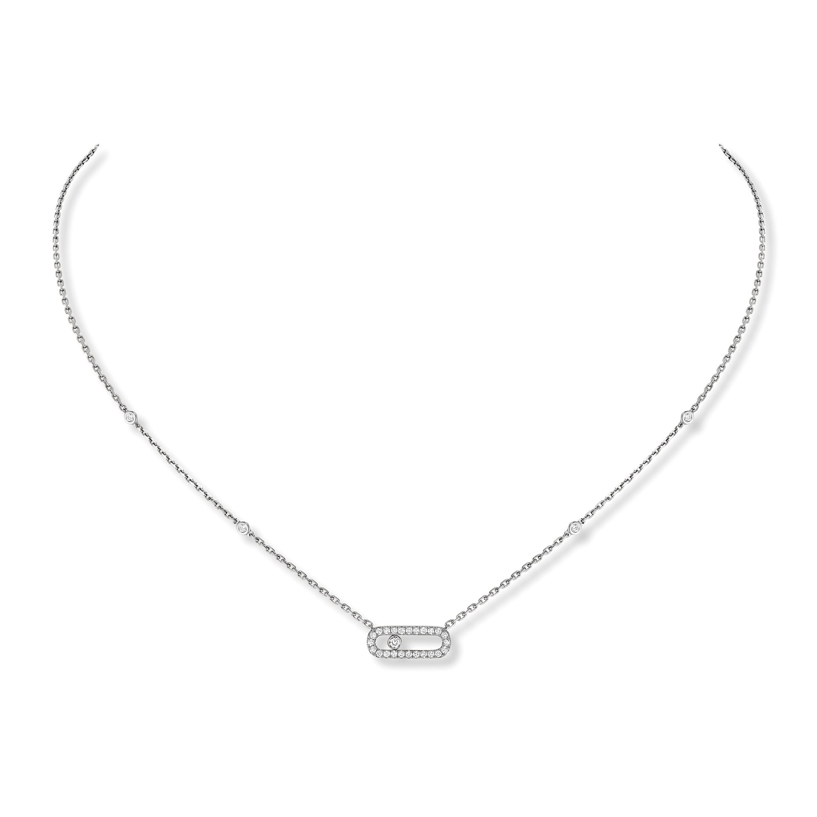 Messika 18k White Gold 0.22cttw Diamond Move Uno Necklace 45cm Messika 18k White Gold 0.22cttw Diamond Move Uno Necklace 45cm
