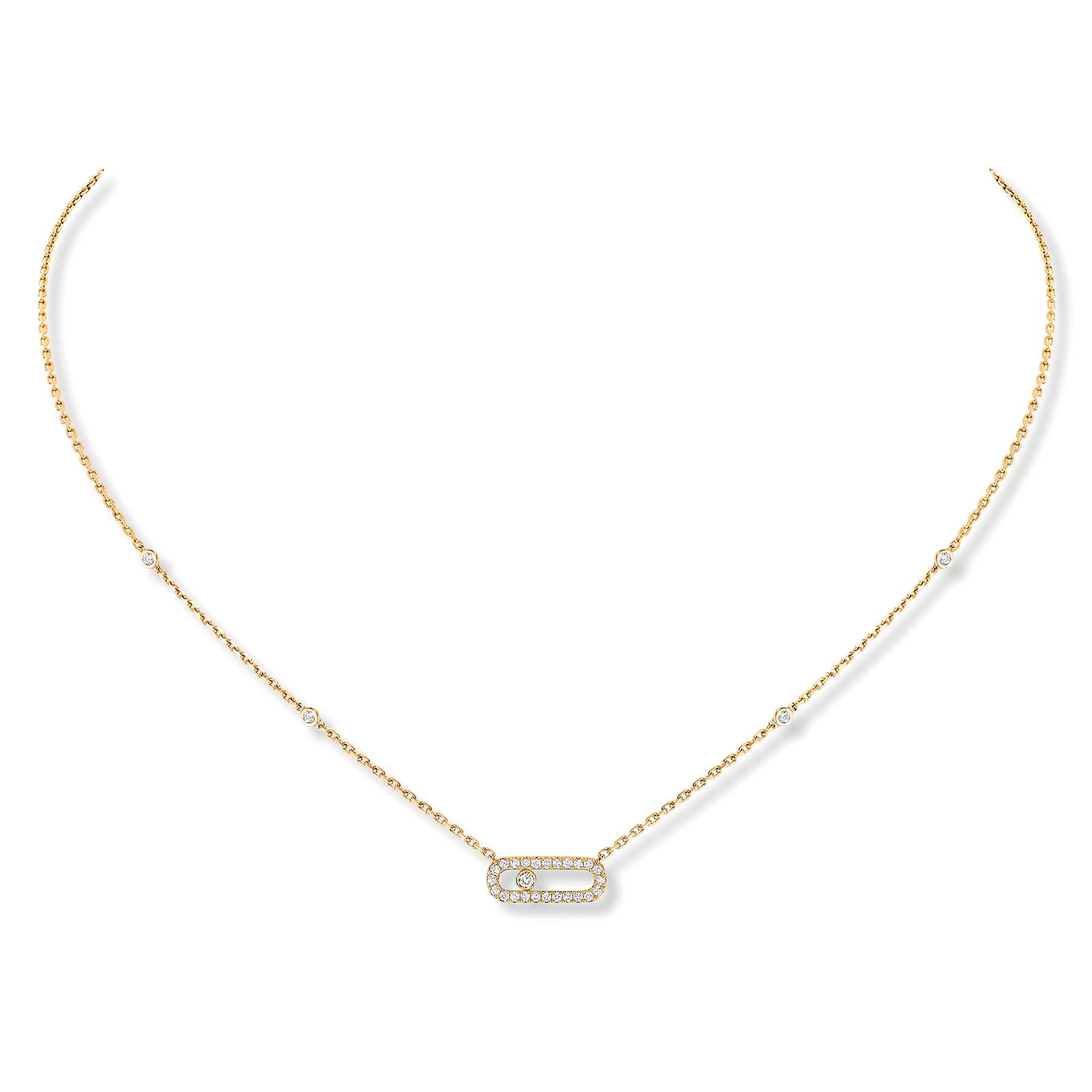 Messika 18k Yellow Gold 0.22cttw Diamond Move Classique Necklace 45cm Messika 18k Yellow Gold 0.22cttw Diamond Move Classique Necklace 45cm