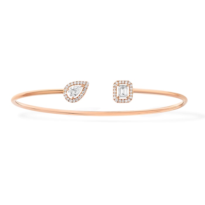 Messika 18k Rose Gold 0.35cttw Diamond My Twin Wire Memory Bracelet Size Medium