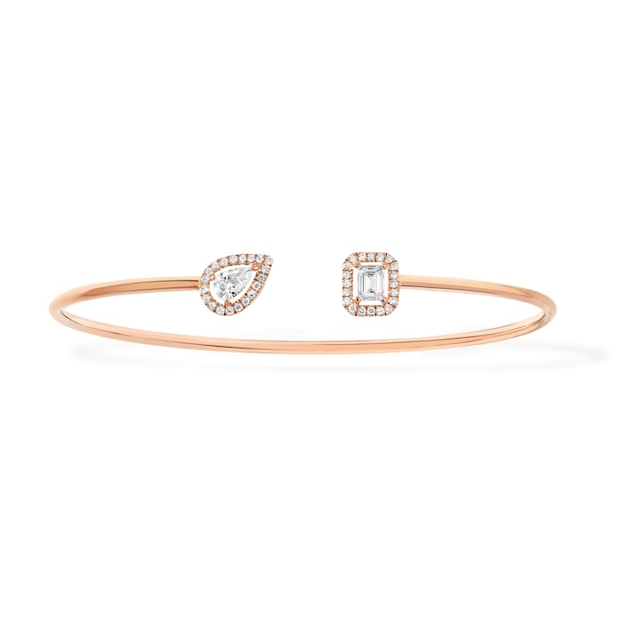 Messika 18k Rose Gold 0.35cttw Diamond My Twin Wire Memory Bracelet Size Large