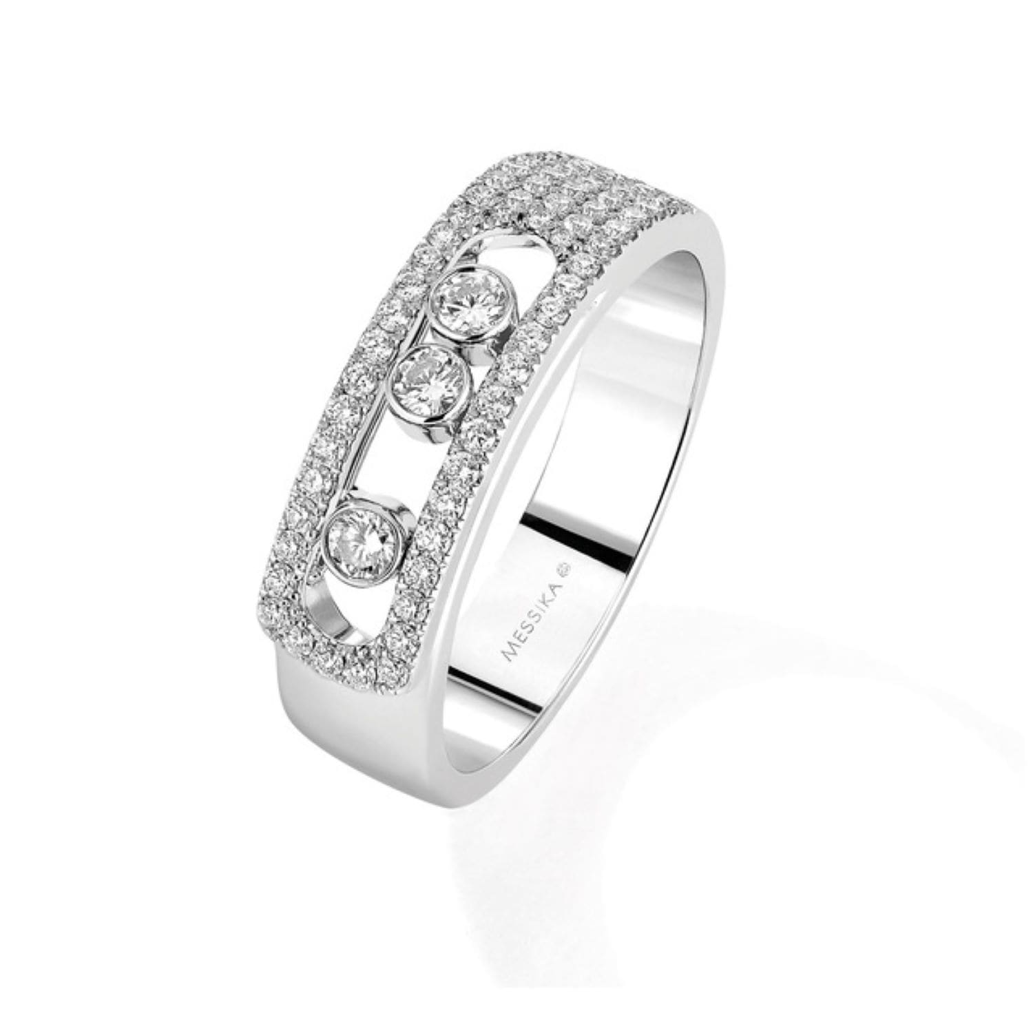 Move Noa Pave Set Ring In 18ct White Gold - Ring Size L