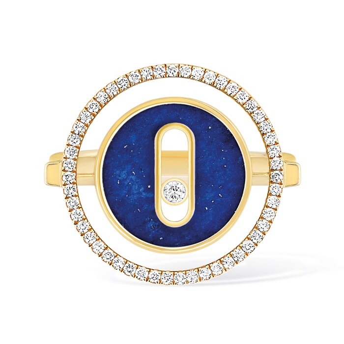 Messika 18k Yellow Gold 0.18cttw Diamond and Lapis Lucky Move Ring Size 6.75