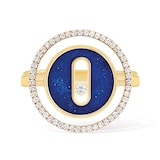 Messika 18k Yellow Gold 0.18cttw Diamond and Lapis Lucky Move Ring Size 6.75