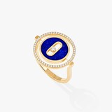 Messika 18k Yellow Gold 0.18cttw Diamond and Lapis Lucky Move Ring Size 6.75