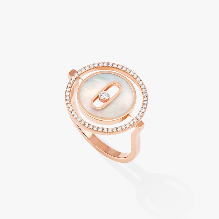 Messika 18k Rose Gold 0.18cttw Diamond and Mother of Pearl Lucky Move Ring Size 7.25