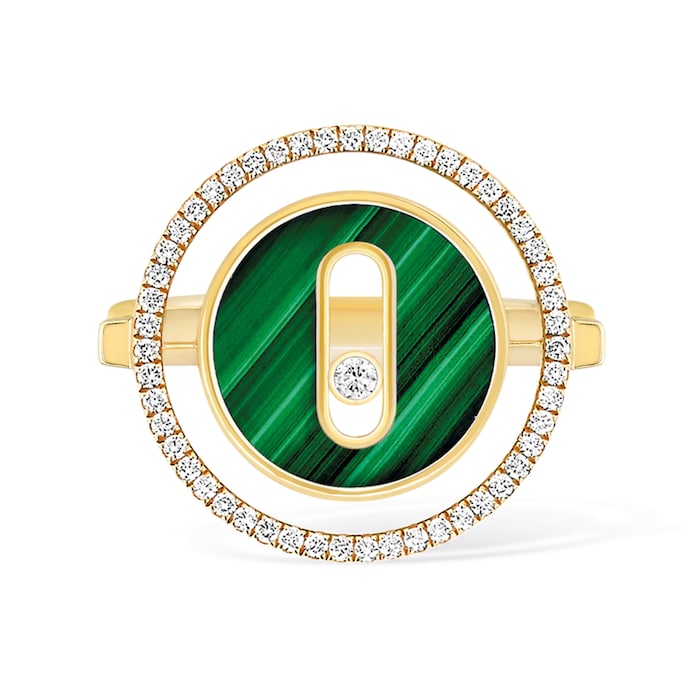 Messika 18k Yellow Gold 0.18cttw Diamond and Malachite Lucky Move Ring Size 6.75