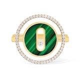 Messika 18k Yellow Gold 0.18cttw Diamond and Malachite Lucky Move Ring Size 6.75