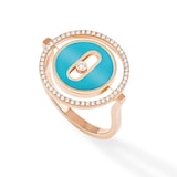 Messika 18k Rose Gold 0.18cttw Diamond and Turquoise Lucky Move Ring Size 7.25