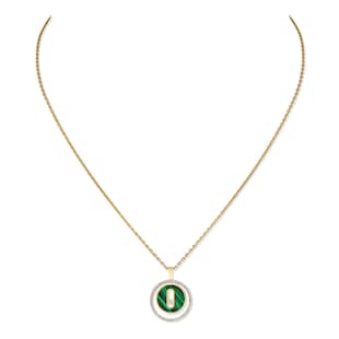 Messika 18k Yellow Gold 0.18cttw Diamond and Malachite Lucky Move Small Necklace 45cm