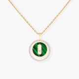 Messika 18k Yellow Gold 0.18cttw Diamond and Malachite Lucky Move Small Necklace 45cm