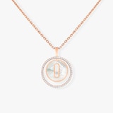 Messika 18k Rose Gold 0.18cttw Diamond and Mother of Pearl Lucky Move Small Necklace 45cm
