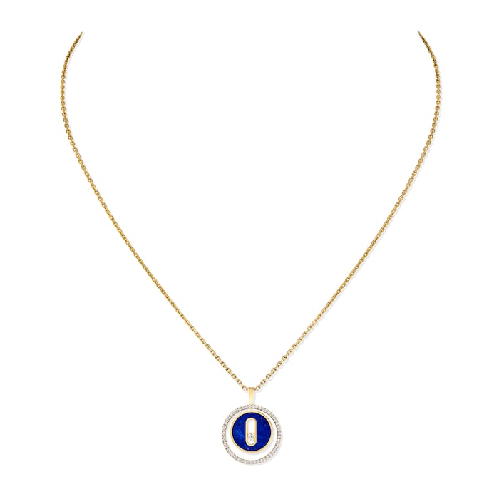 Messika 18k Yellow Gold 0.18cttw Diamond and Lapis Lucky Move Small Necklace
