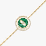 Messika 18k Yellow Gold 0.18cttw Diamond and Malachite Lucky Move Bracelet Size Small