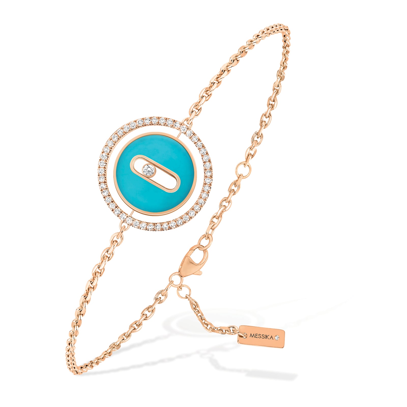 Messika 18k Rose Gold 0.18cttw Diamond and Turquoise Lucky Move Small Bracelet Messika 18k Rose Gold 0.18cttw Diamond and Turquoise Lucky Move Small Bracelet