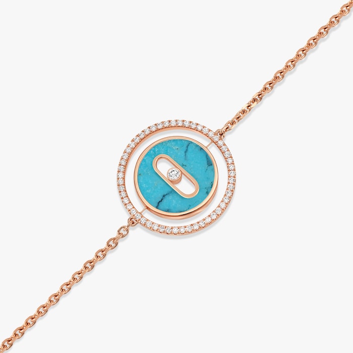 Messika 18k Rose Gold 0.18cttw Diamond and Turquoise Lucky Move Small Bracelet