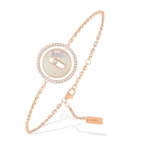 Messika 18k Rose Gold 0.18cttw Diamond and Mother of Pearl Lucky Move Bracelet Size Small