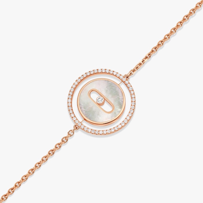 Messika 18k Rose Gold 0.18cttw Diamond and Mother of Pearl Lucky Move Bracelet Size Small