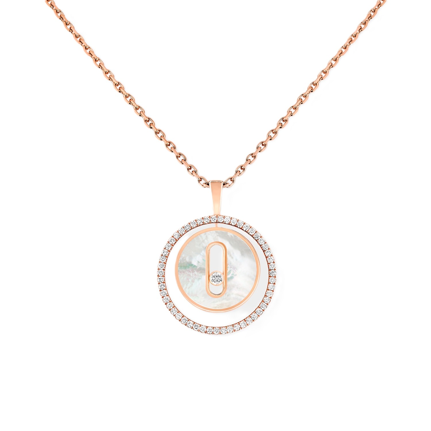 Messika 18ct Rose Gold Lucky Move Mother of Pearl 0.18cttw Diamond Pendant Messika 18ct Rose Gold Lucky Move Mother of Pearl 0.18cttw Diamond Pendant