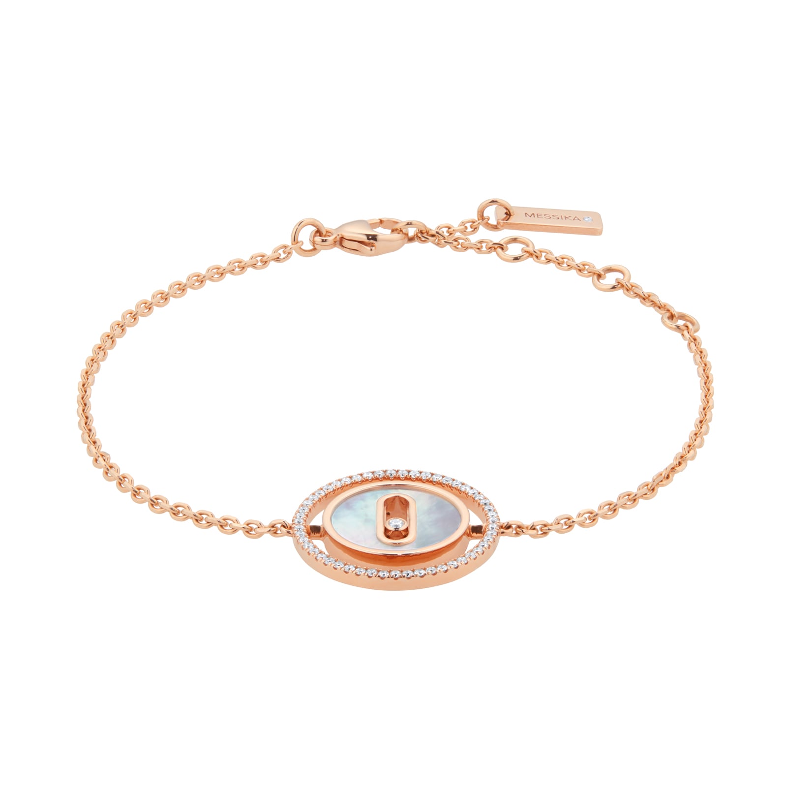Messika 18ct Rose Gold PM White Mother Of Pearl Lucky Move 0.18cttw Diamond Bracelet Messika 18ct Rose Gold PM White Mother Of Pearl Lucky Move 0.18cttw Diamond Bracelet
