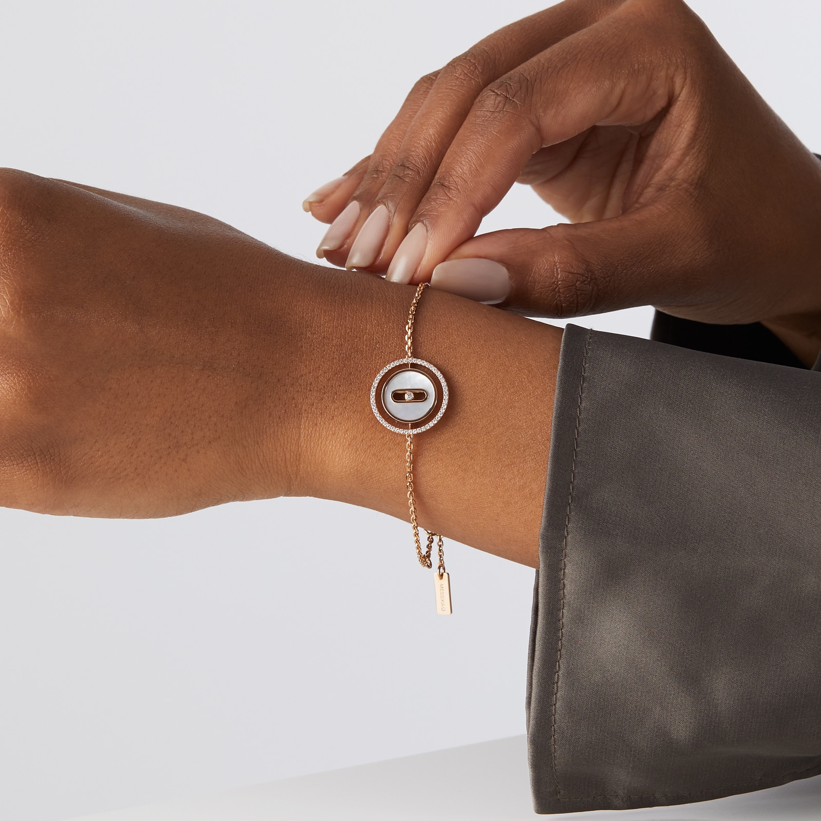 Messika 18ct Rose Gold PM White Mother Of Pearl Lucky Move 0.18cttw Diamond Bracelet Messika 18ct Rose Gold PM White Mother Of Pearl Lucky Move 0.18cttw Diamond Bracelet