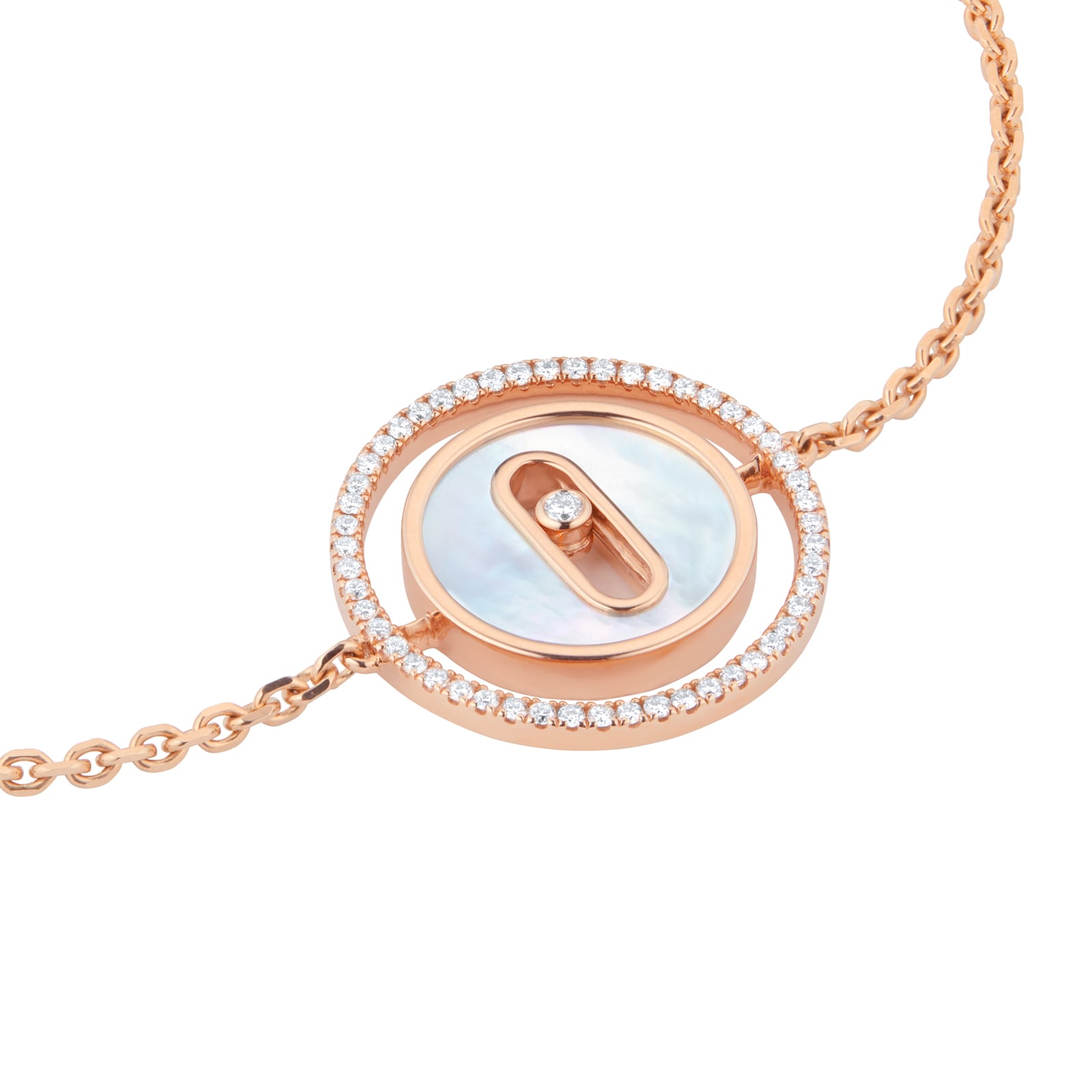 Messika 18ct Rose Gold PM White Mother Of Pearl Lucky Move 0.18cttw Diamond Bracelet Messika 18ct Rose Gold PM White Mother Of Pearl Lucky Move 0.18cttw Diamond Bracelet
