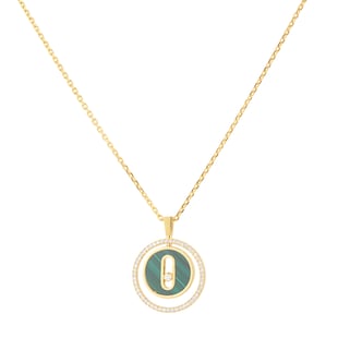 Messika 18ct Yellow Gold Lucky Move Malachite 0.18cttw Diamond Necklace